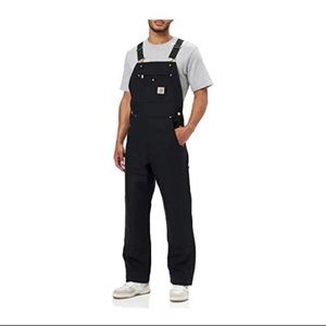 Carhartt Men's Black Cotton Midweight Nylon Lined Bib Overalls 32x30